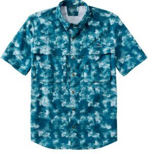 L.L. Bean Men's Teal Tie-Dye Short-Sleeve Shirt